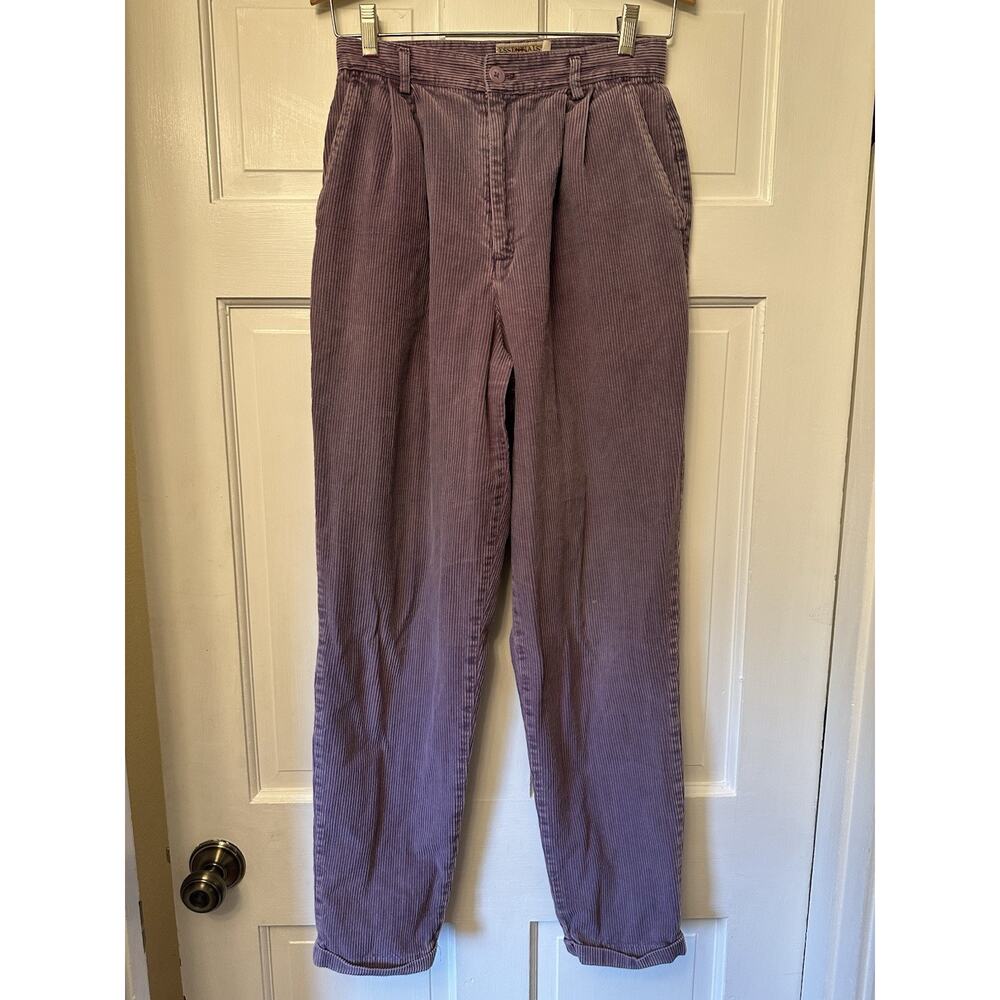 Essentials Classic Loafers Corduroy Pants Women 6 Purple Vintage Pleated